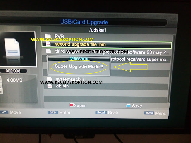 HOW TO CONVERT PROTOCOL 8MB HD RECEIVER TO 4MB BY USB THRU