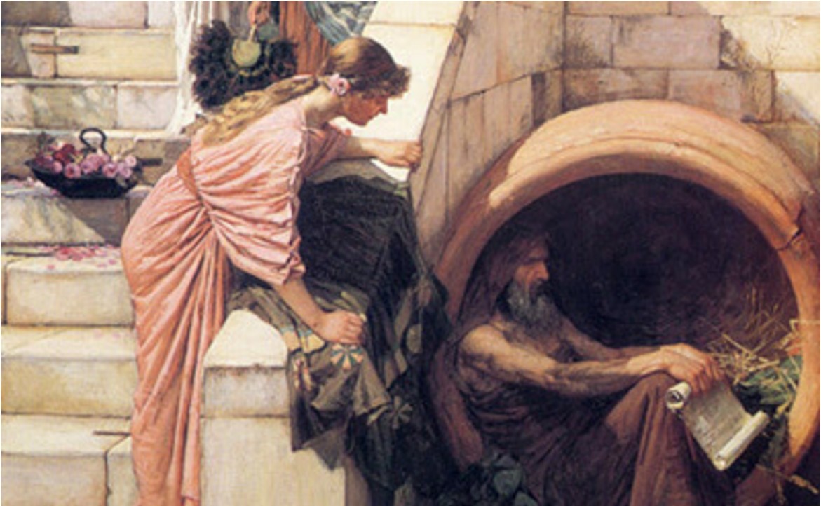Înţelepciunea şi cinismul lui Diogene. „Cetăţeanul lumii” care locuia într-un butoi