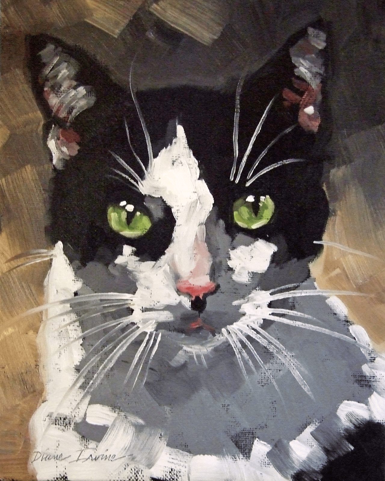 Paintings From the Parlor Tuxedo Cat Original Oil Painting by Diane