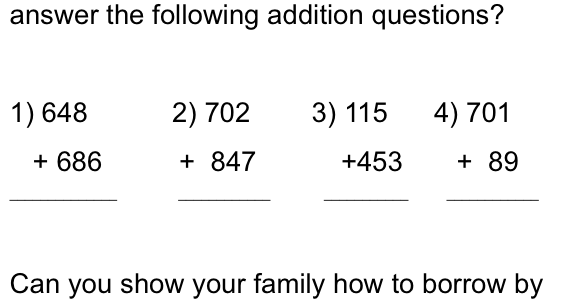 Rooms 10 & 11: Grade 3 math practice at home