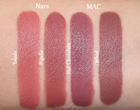 Mac Hot Chocolate vs Whirl Lipstick Swatches