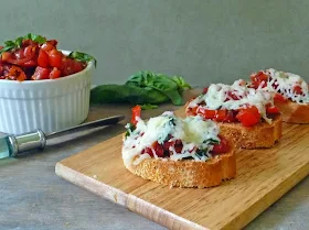 Double tomato Bruschetta on a platter
