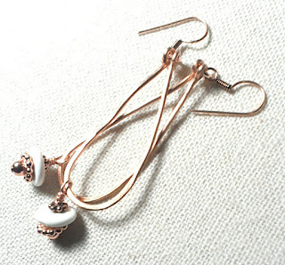 Copper Loop Earrings with Magnesite for Calming at Just A Tish Designs on Etsy