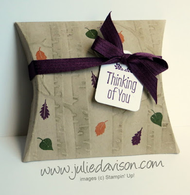 Stampin' Up! Among the Branches Woodland Square Pillow Box + Video #stampinup #giftgiving www.juliedavison.com