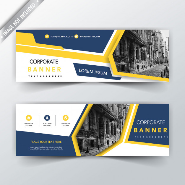 Yellow and blue two sided banner templates Free Vector