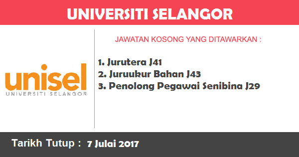 Jawatan Kosong di Universiti Selangor Jawatan Kosong di Universiti Selangor