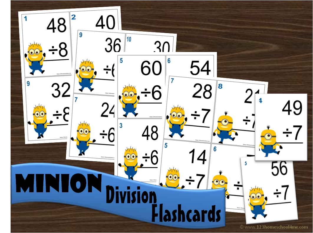 worksheet Division Flash Cards division flashcards minion flashcards