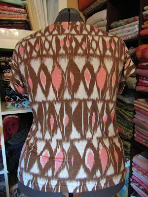 Brown Pink Jersey Knit Cap Sleeve Shirt www.sewplus.blogspot.com
