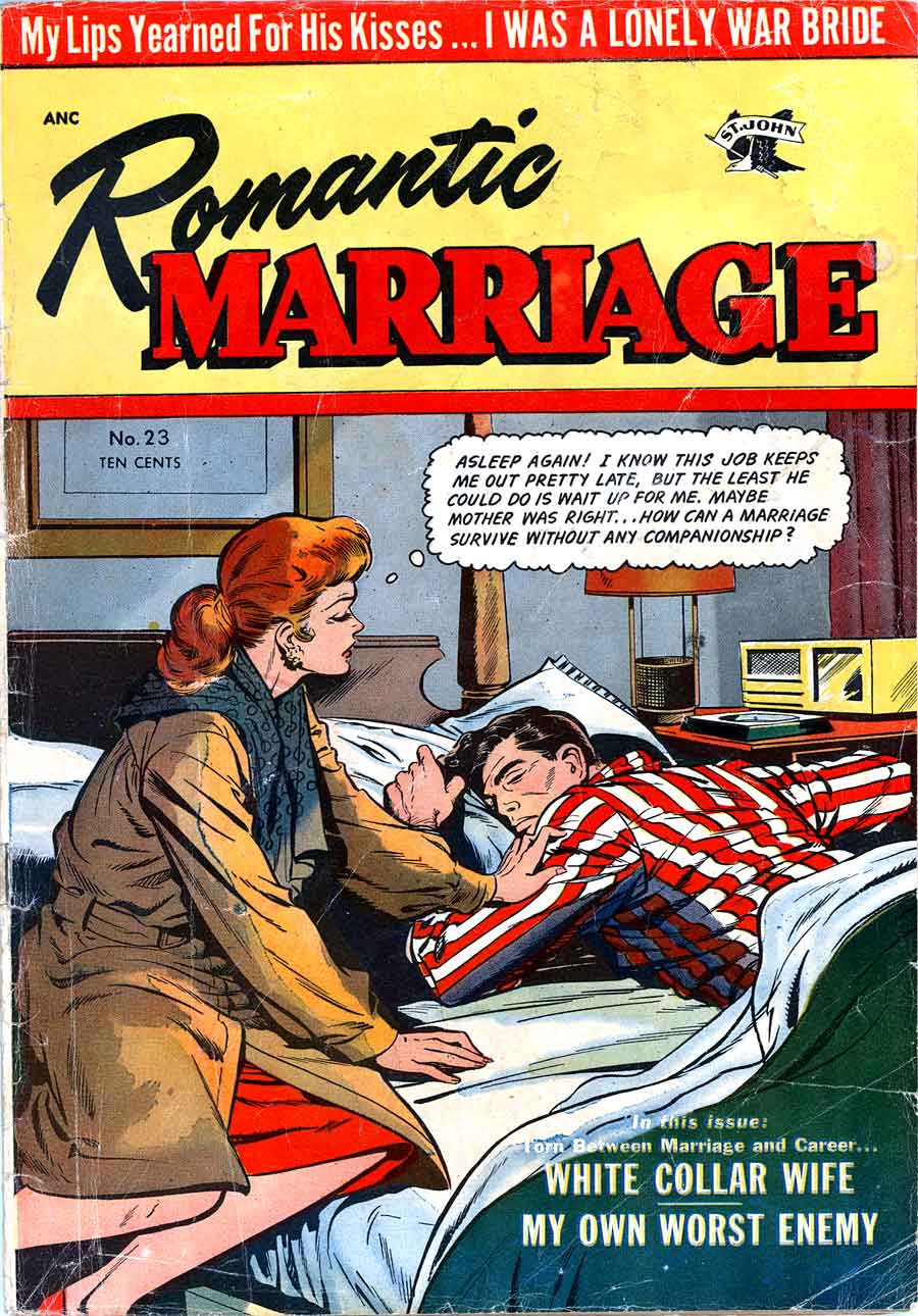 Romantic Marriage v1 #23 st.john romance comic book cover art by Matt Baker