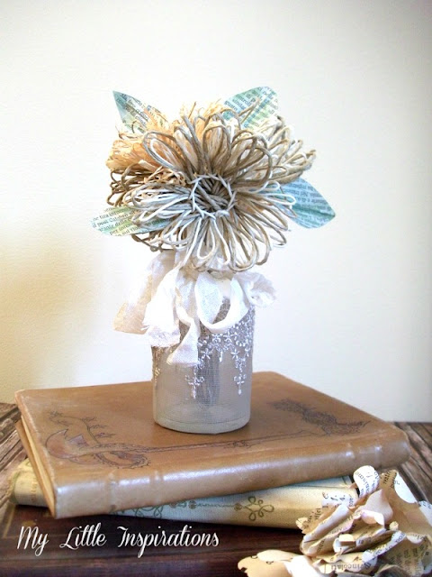 DIY Twine and raffia flowers with recycled paper leaves - Fiori di spago e rafia con foglie carta riciclata 1 - My Little Inspirations