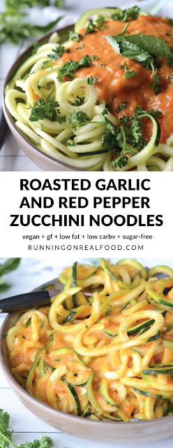 Creamy Roasted Garlic And Red Pepper Zoodles