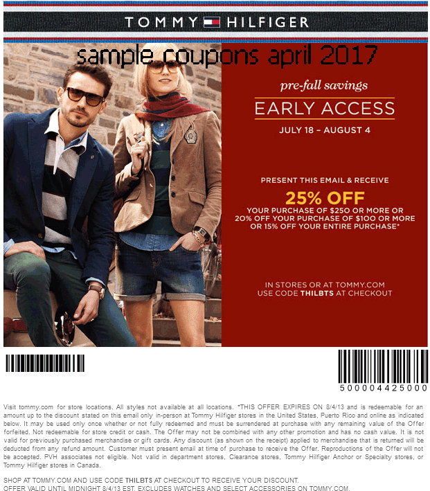 tommy hilfiger outlet coupon in store