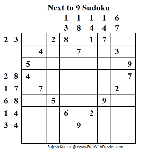 Next to 9 Sudoku (Daily Sudoku League #53)