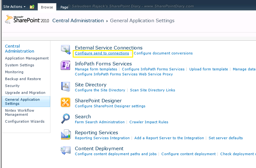 sharepoint send to custom location