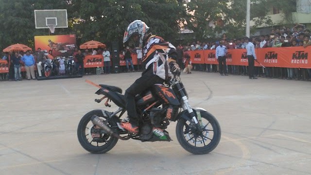 KTM organises a spectacular Stunt show in Khammam KTM organises a spectacular Stunt show in Khammam