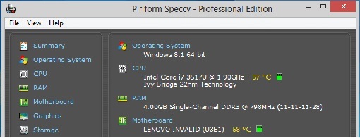 Download Speccy provides all information about computer parts