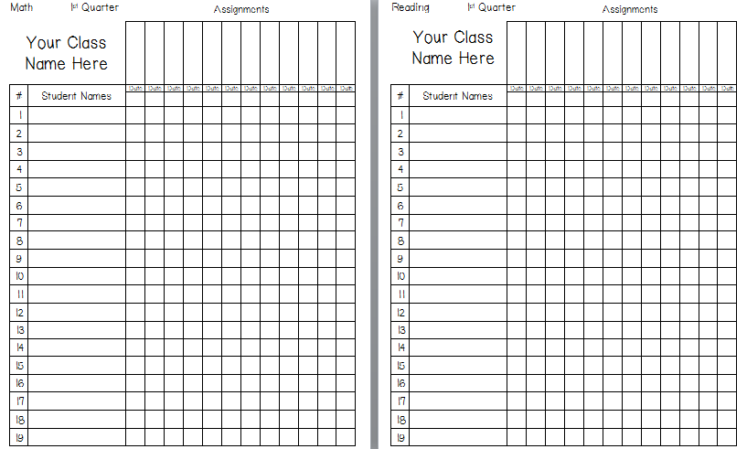 Printable Grade Book - Classroom Freebies