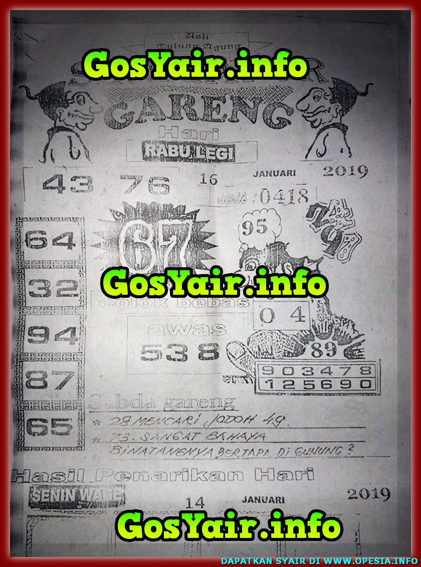 Forum Syair Sgp Rabu 16 01 2019 Opesia Official