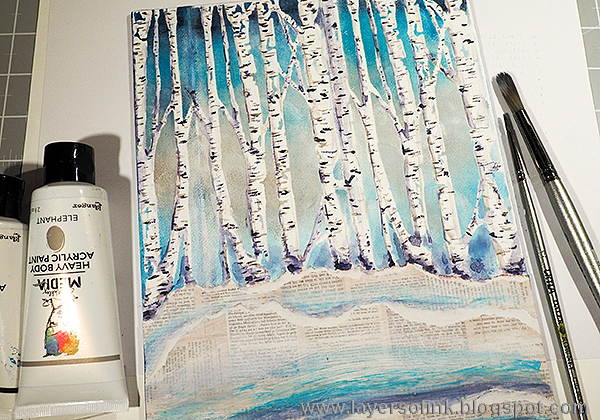 Layers of ink - Birch Tree Mixed Media Tutorial by Anna-Karin
