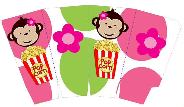 Monkeys Free Printable Mini Kit. Free Printable Pop Corn Box of Monkeys.
