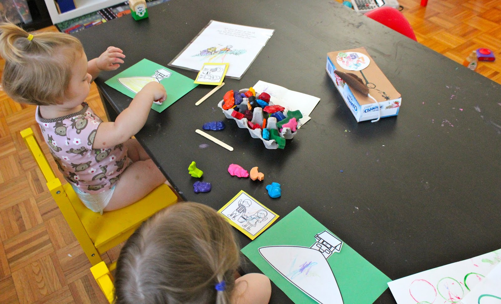 Giggles and Glue sticks....sisters learning together. Nursery Rhymes