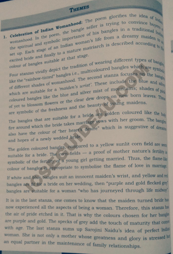 Workbook/Textbook Solution of Treasure Trove of Poems THE Bangle Seller My ICSE Guide