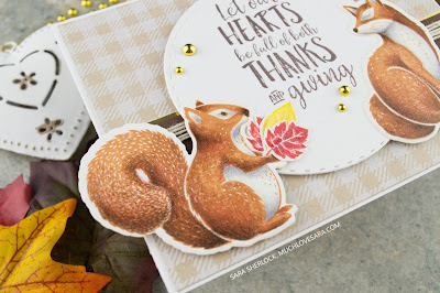 This fun, fall card was created using the Fun Stampers Journey Thankful Friends Stamp & Die Bundle, and the Flannel Life background stamp.  