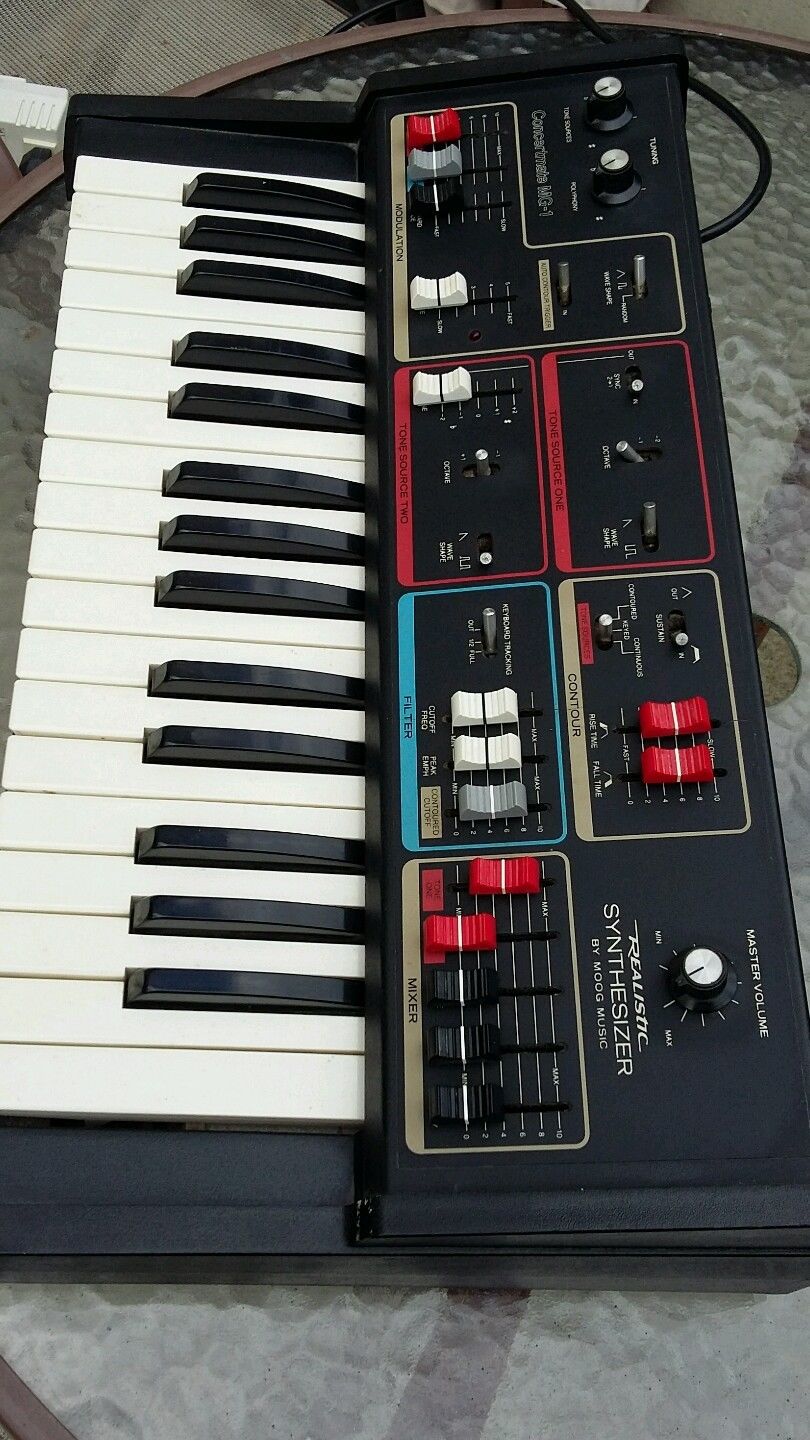 MATRIXSYNTH Moog Realistic MG1 Synthesizer SN 13276 with Custom EQ Fader Style Slider Caps