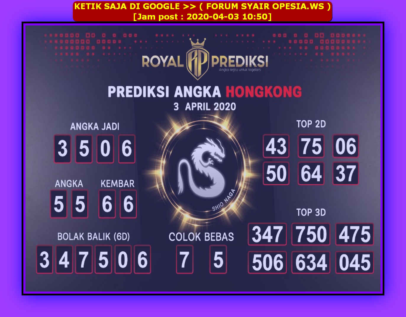 1 New Message Kode Syair Hongkong 3 April 2020 Forum Syair Togel Hongkong Singapura Sydney