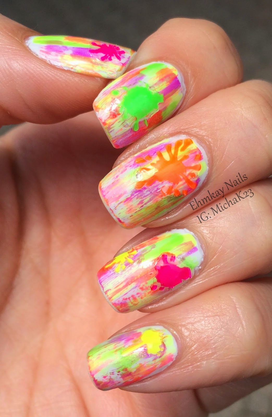 ehmkay nails Neon Dry Brush Nail Art with Born Pretty Store Neon