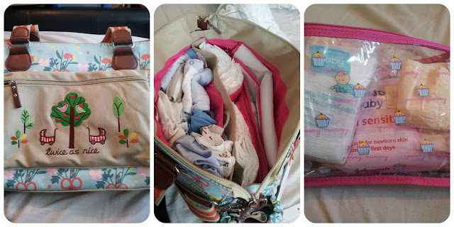 pink lining, hospital bag, what to pack, twins bag, large changing bag