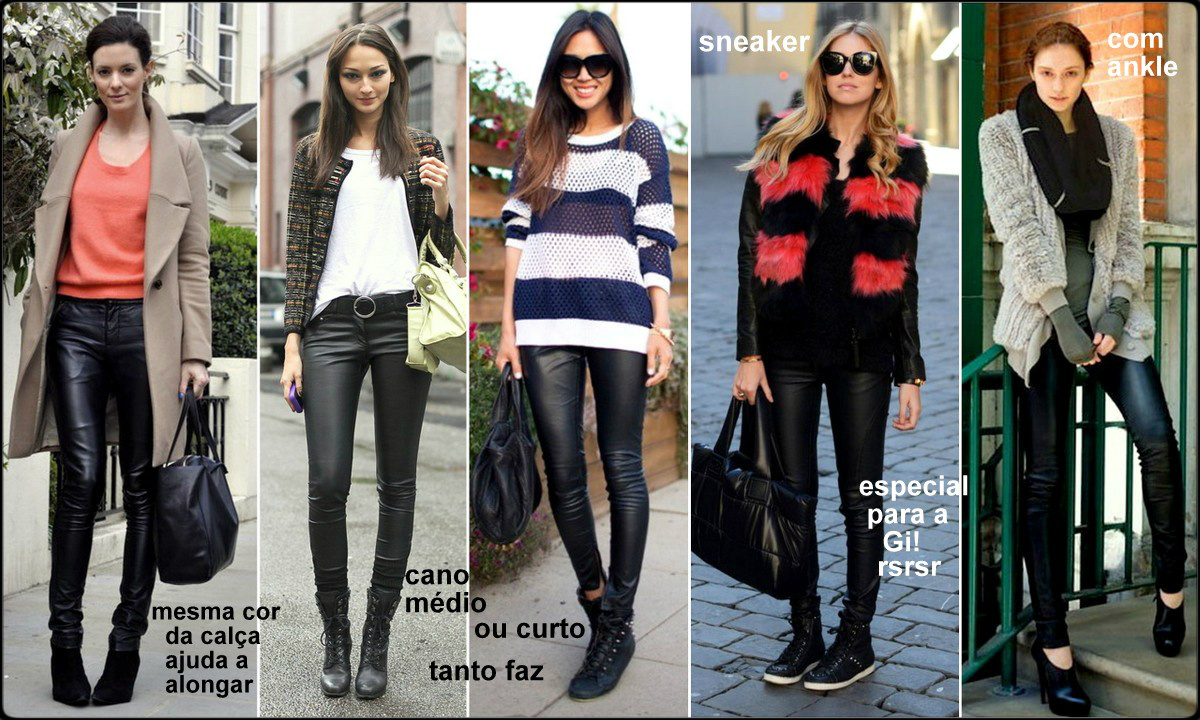 calca couro com bota