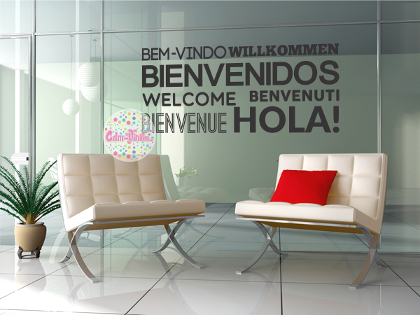 VINILO DECORATIVO BIENVENIDOS OFICINA SALA CONSULTORIO - W30h | CDM