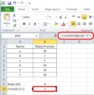 How to count the number of male and female in Ms. Excel - Computer ...