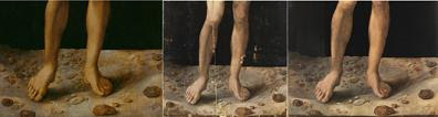 Las piernas de Adán, detalle del cuadro Adán de Alberto Durero