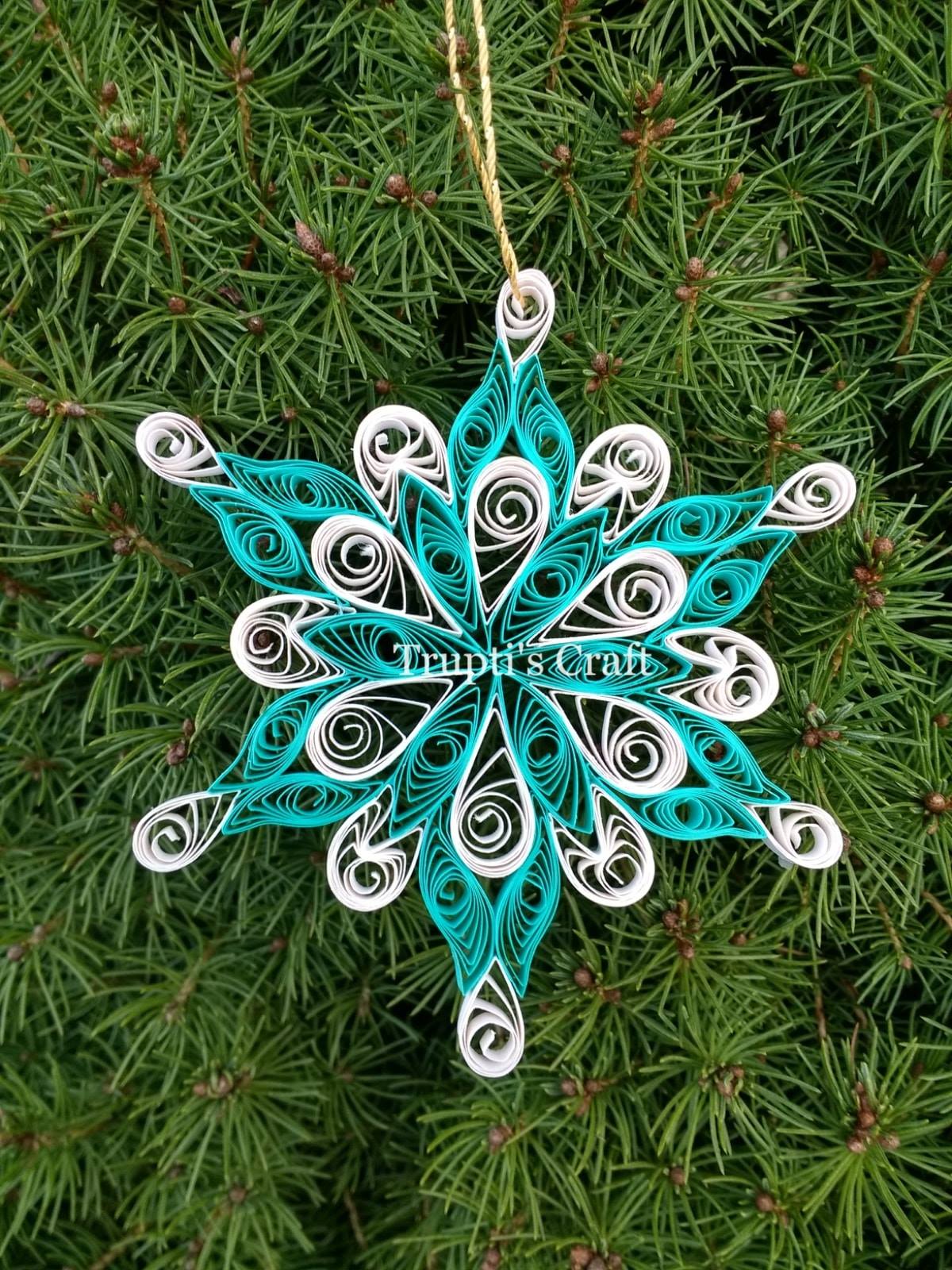Trupti's Craft Paper Quilling Snowflake Ornament / Car Hanging / Wall Hanging / Table