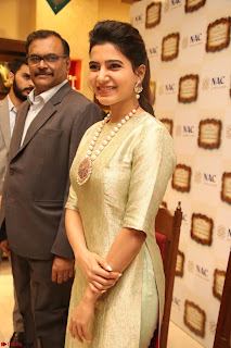 Samantha Ruth Prabhu in Cream Suit at Launch of NAC Jewelles Antique Exhibition 2.8.17 ~  Exclusive Celebrities Galleries
