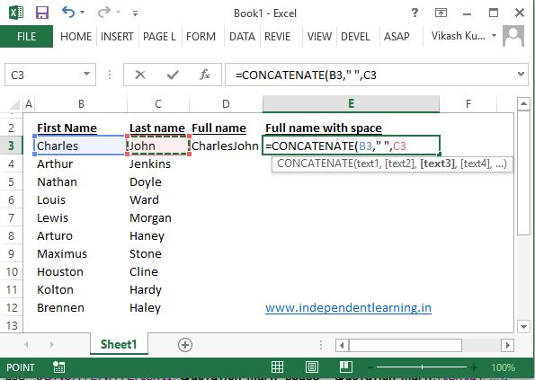 Concatenate formula example in excel Concatenate formula example in excel