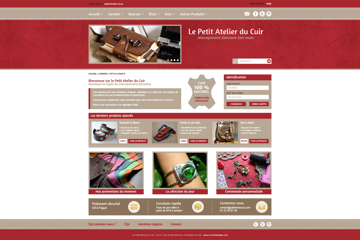 Création de boutique en ligne, le petit atelier du cuir