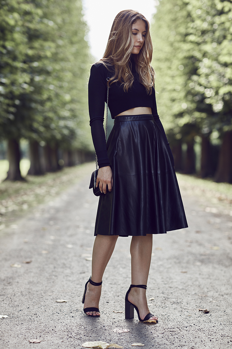 Zara Crop Top Leather Leder Skirt Rock