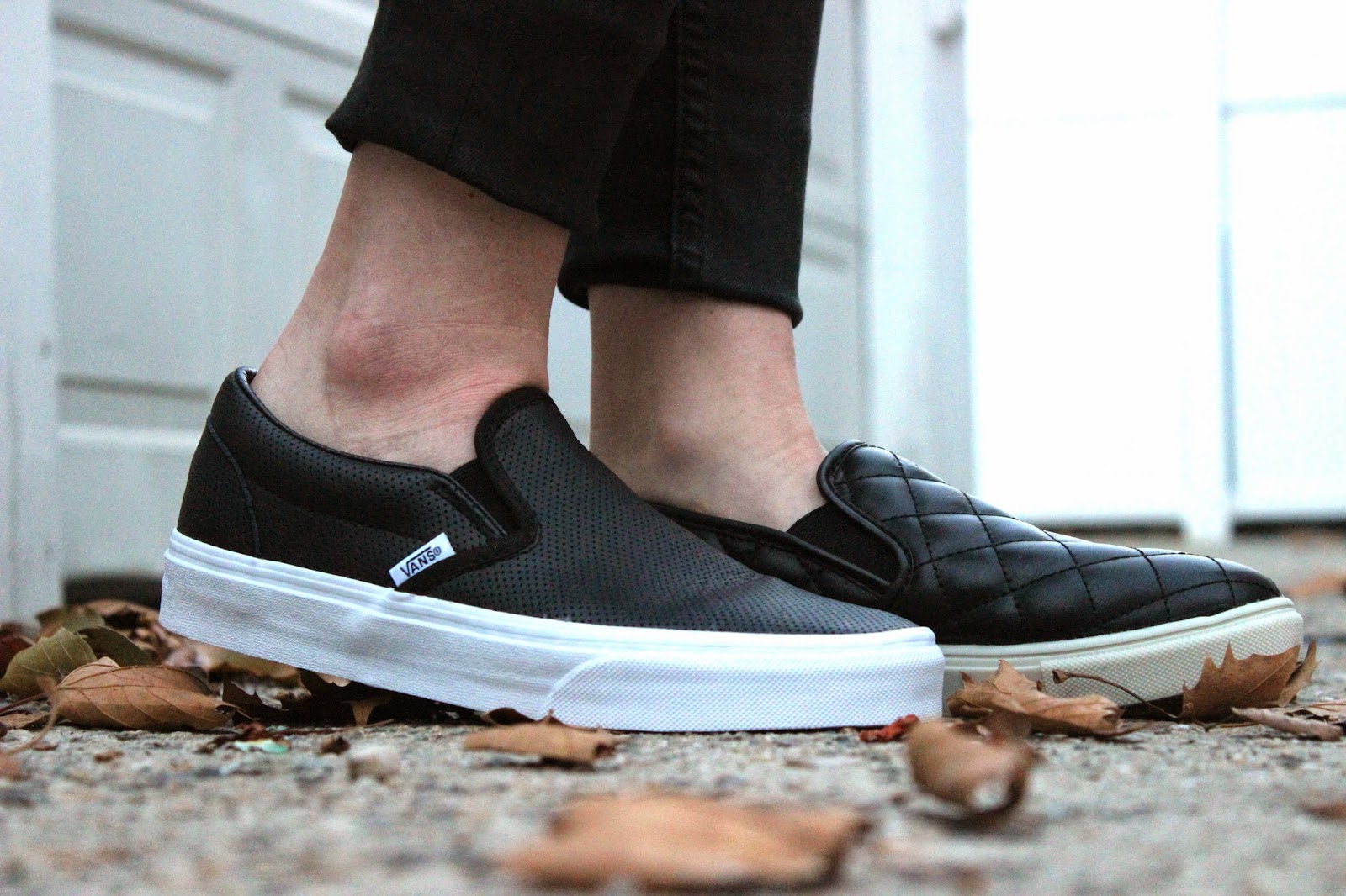 vans slip ons perforated leather
