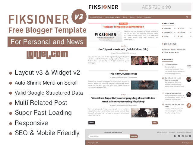 Fiksioner Free Blogger Theme for Personal Blogging Fiksioner Free Blogger Theme for Personal Blogging