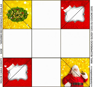 Santa Claus en Rojo y Dorado: Cajas para Imprimir Gratis. Este modelo es para hacer la invitación - cajita.