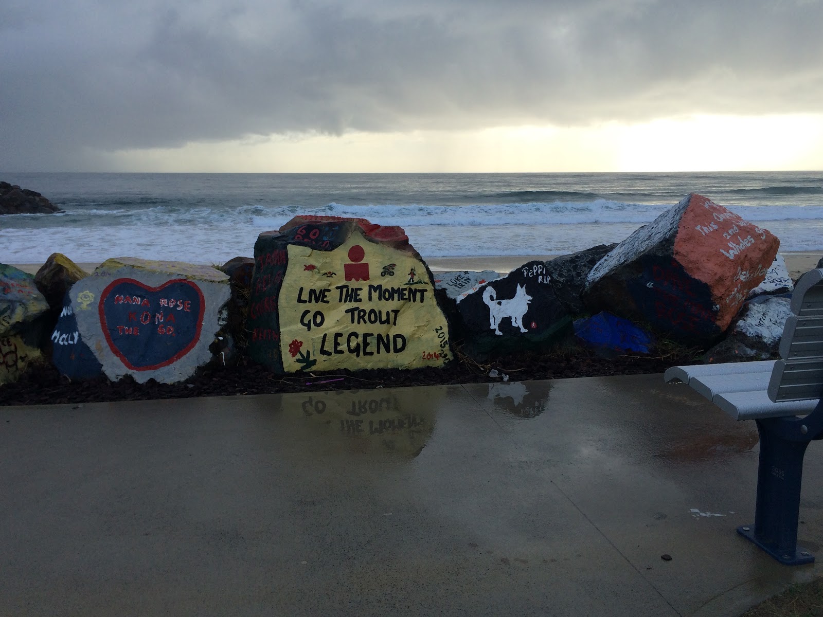 Painted rocks on the walk to Port Macquarie