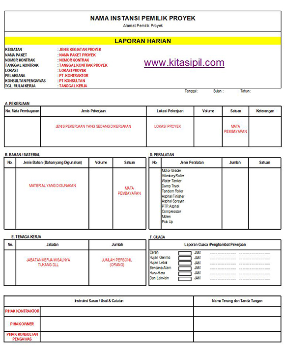 Contoh Laporan Harian K3 Proyek Nusagates Contoh Laporan Harian K3 Proyek Nusagates