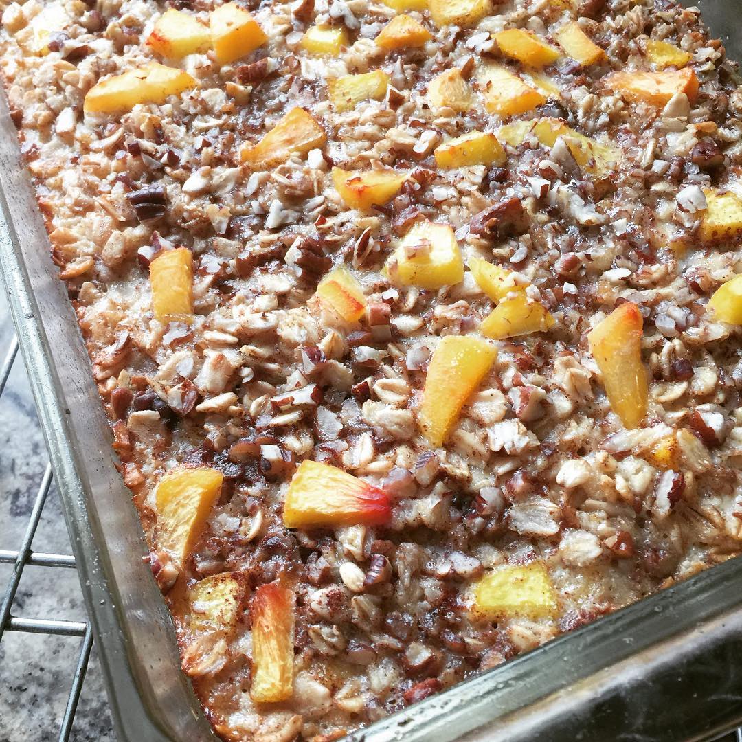 Recipe Easy Peaches & Cream Baked Oatmeal Casserole