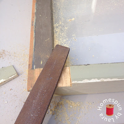 DIY repurposed window table construction process