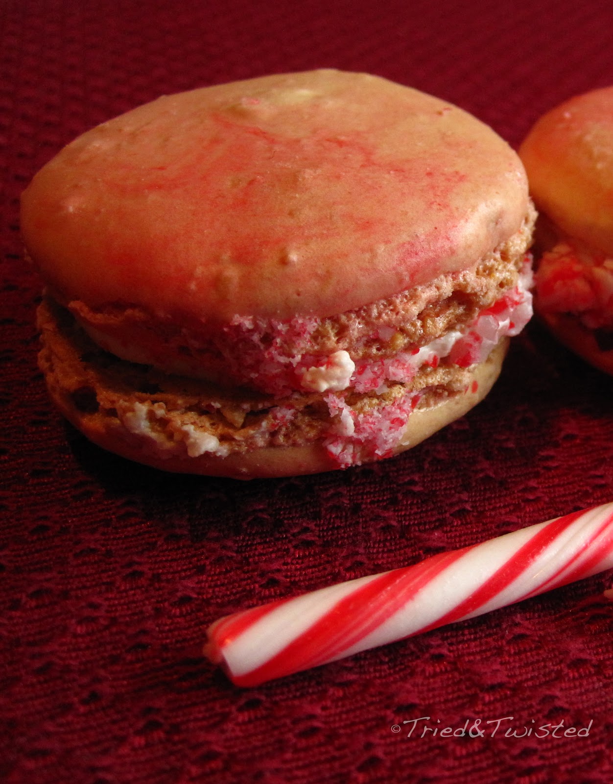 Tried and Twisted Candy Cane French Macaron