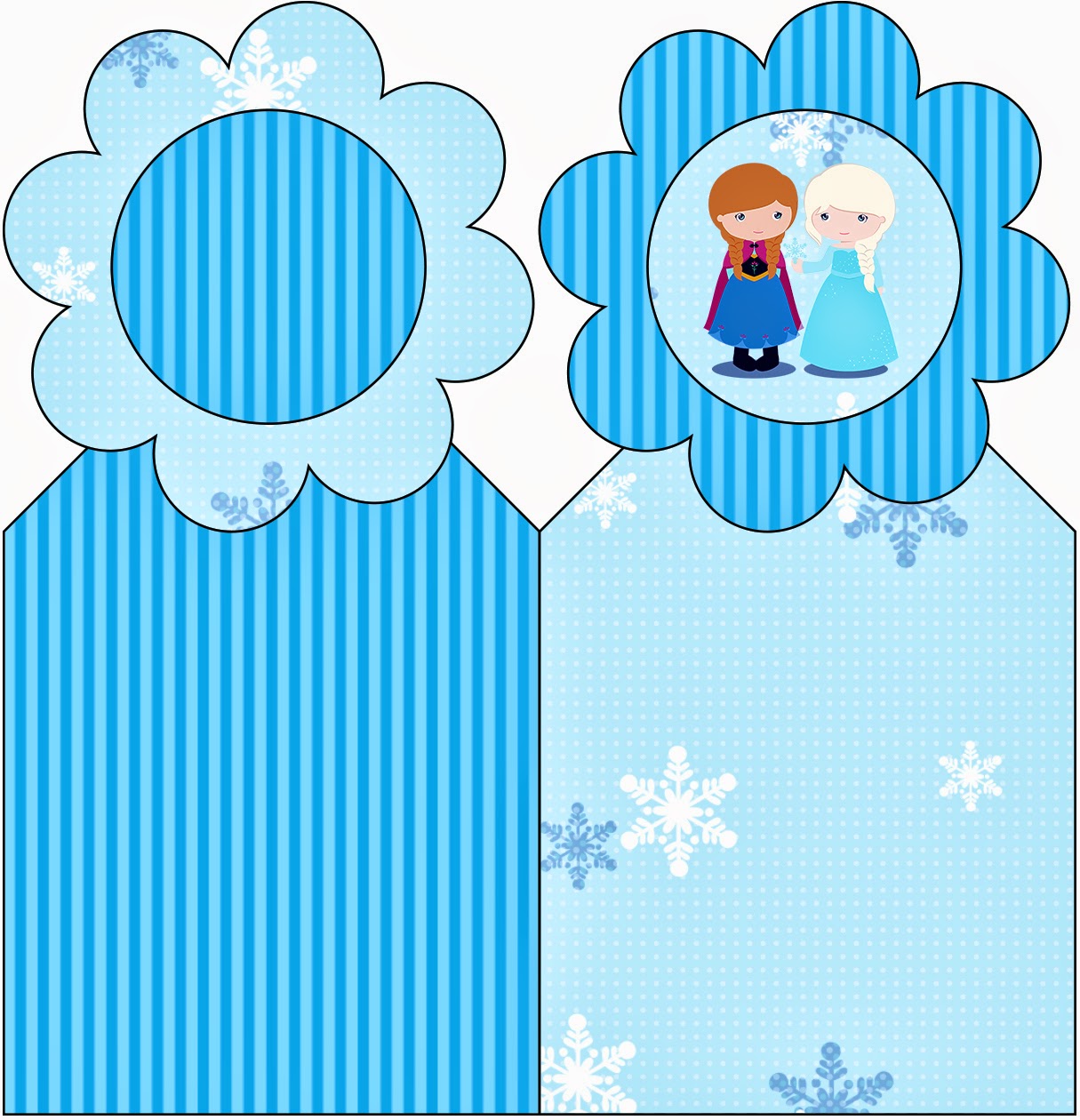 Frozen Niñas en Navidad: Imprimibles Gratis para Fiestas. Marcapaginas de Frozen Niñas para Navidad Azul.