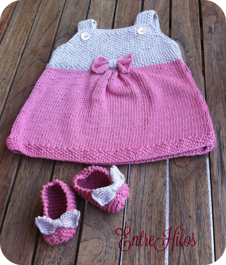 vestidos tejidos con agujas para bebe con patrones